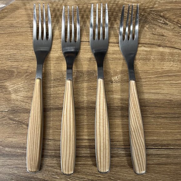 Pinti Inox1929 RIVA Birch Handle Full Tang Forks Set Of‎ 5 Made In Italy - Picture 2 of 6